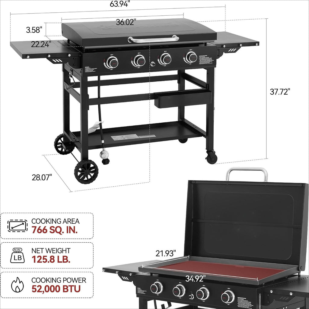 4-Burner Propane Flat Top Griddle