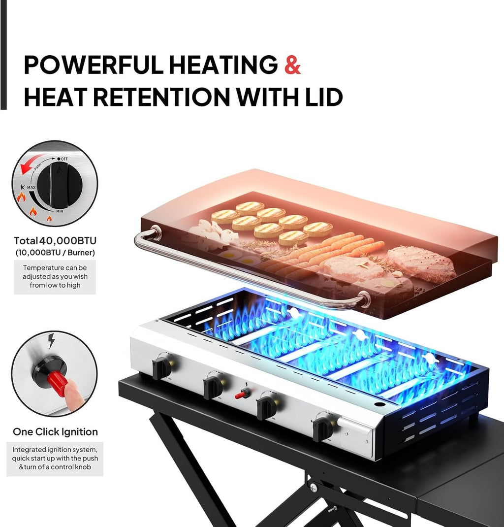 4-Burner Foldable Propane Griddle