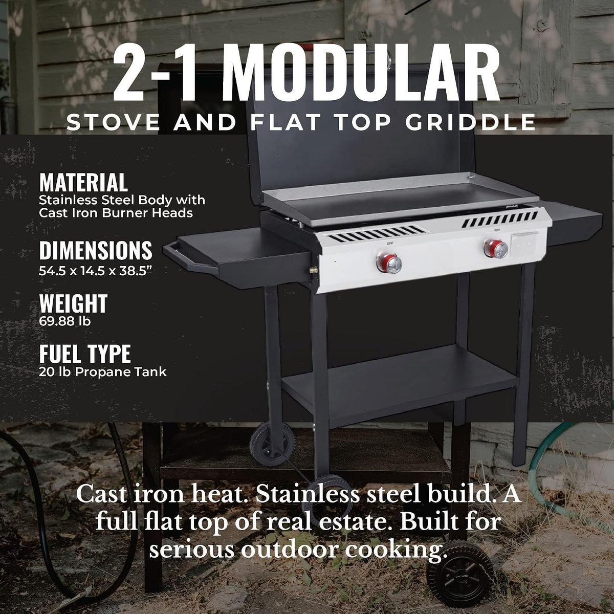 2-Burner Wheeled Propane Griddle Grill