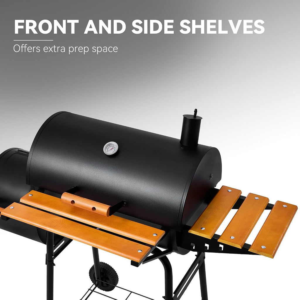 Barrel Offset Charcoal Smoker Grill