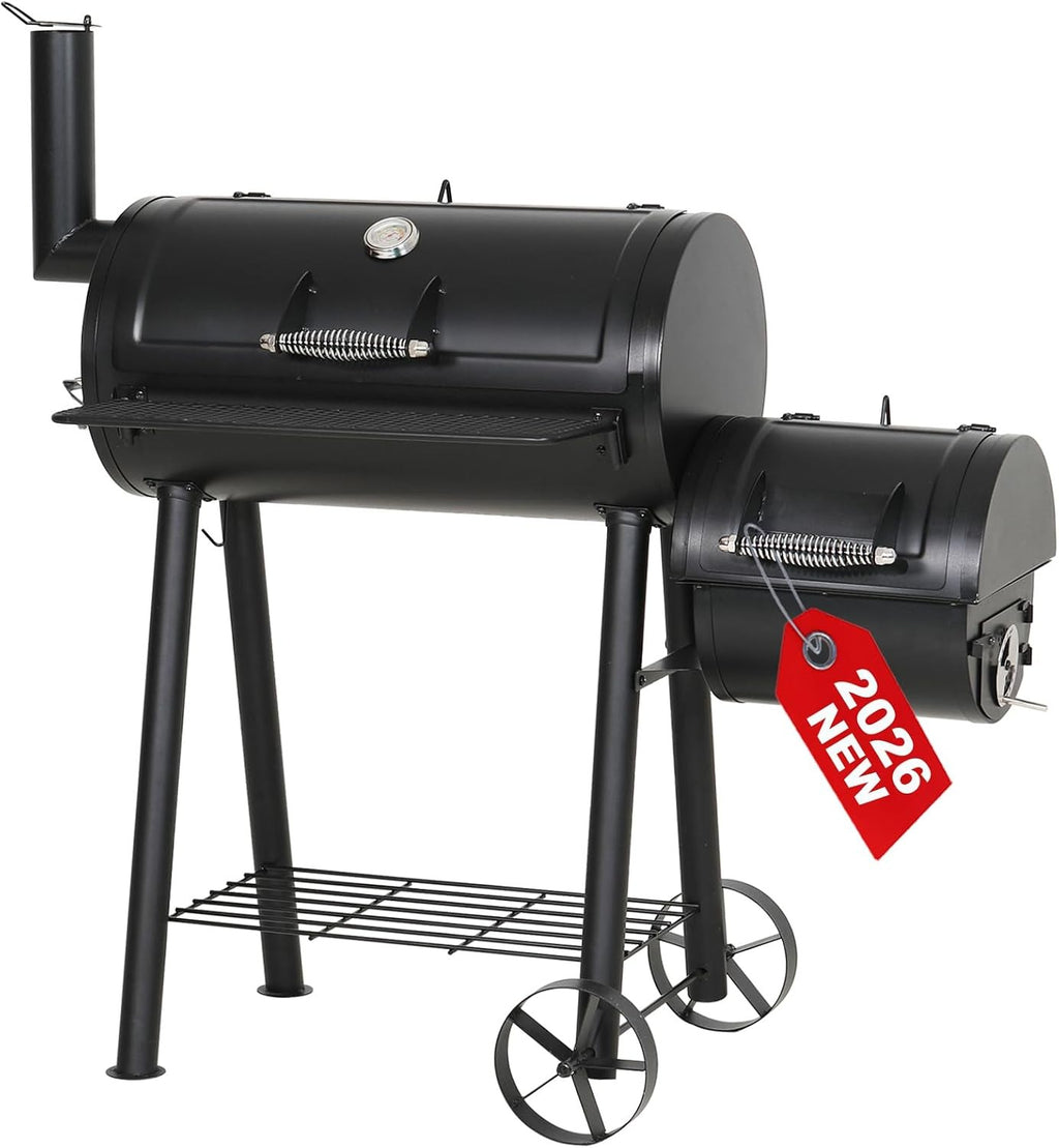 28 Inch 2-in-1 Offset Charcoal Smoker Grill