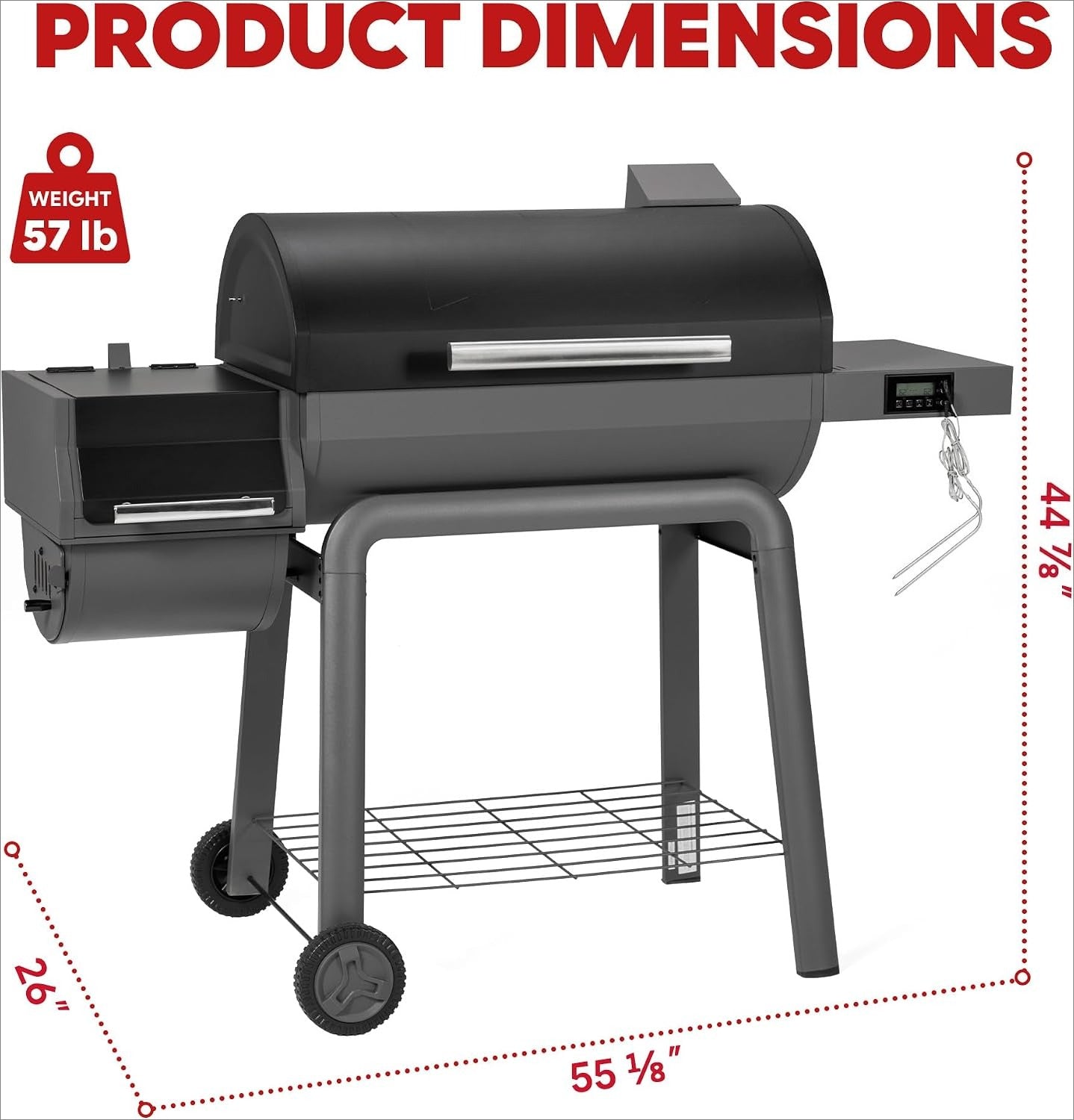 Offset Charcoal BBQ Smoker Grill