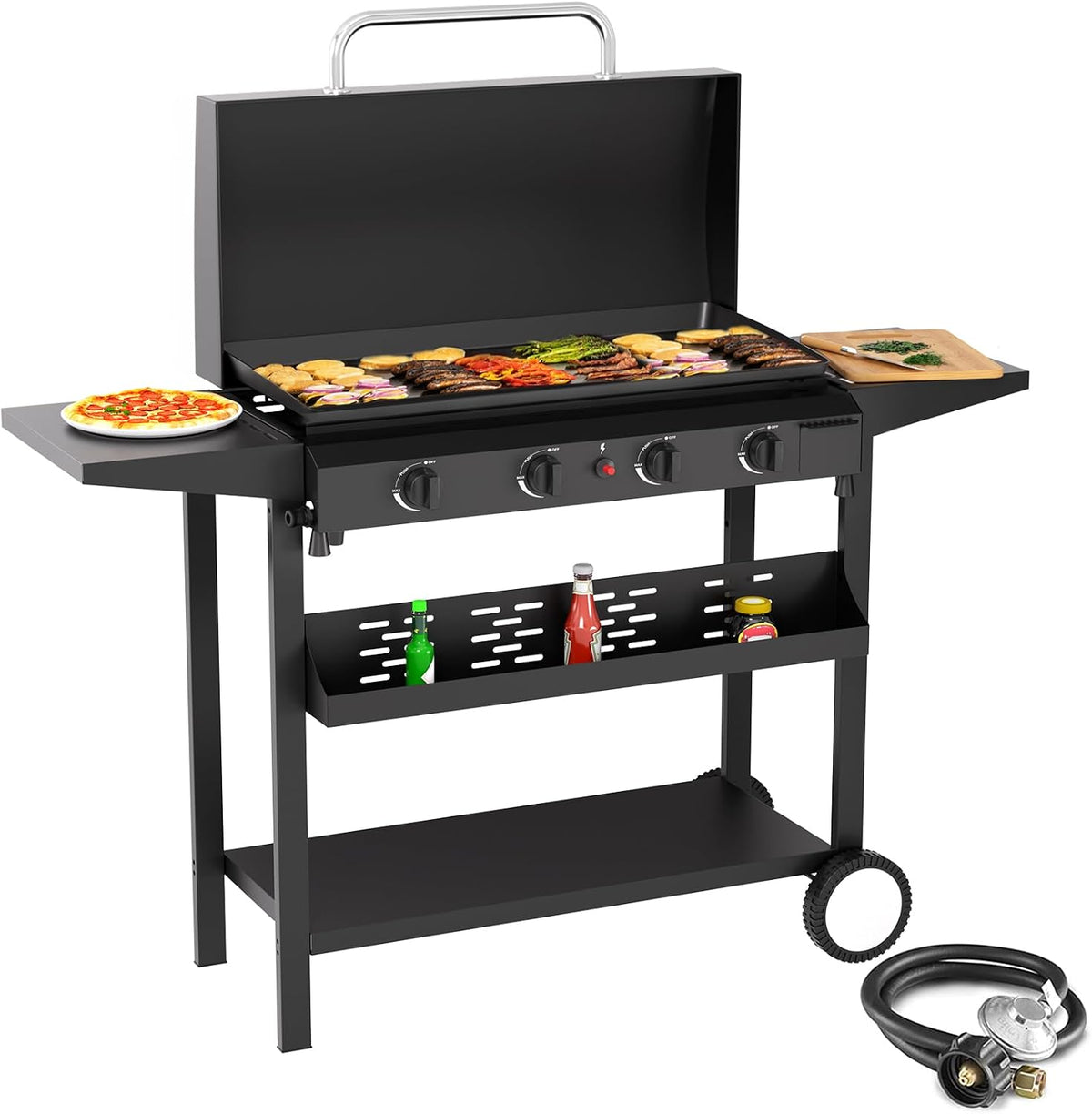 4-Burner Standing Propane Flat Top Griddle