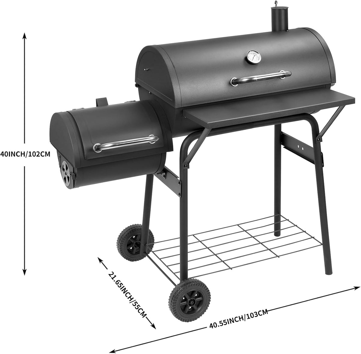 Offset Charcoal Grill Smoker with Side Table
