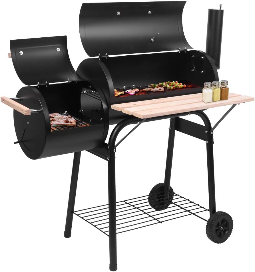 Wheeled Offset Charcoal BBQ Smoker