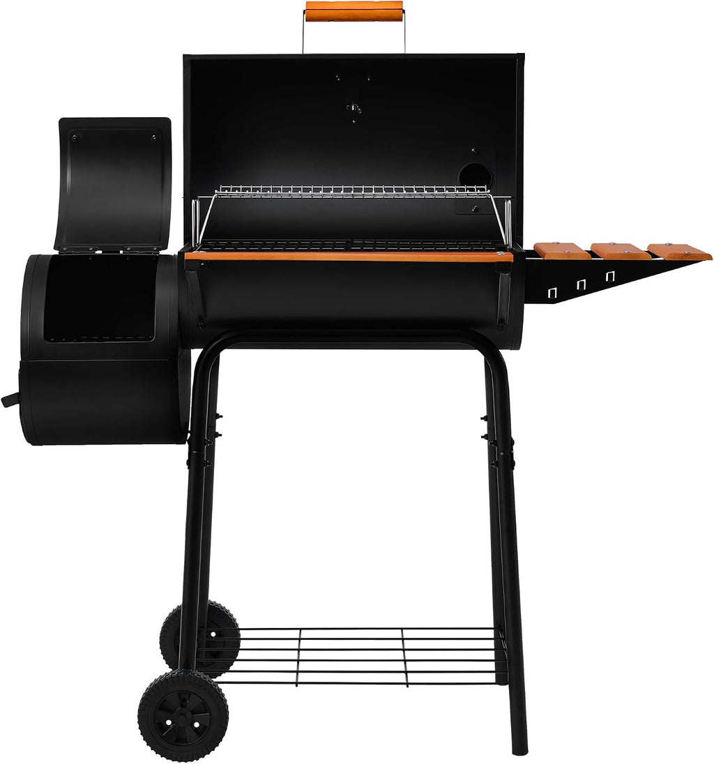 Barrel Offset Charcoal Smoker Grill