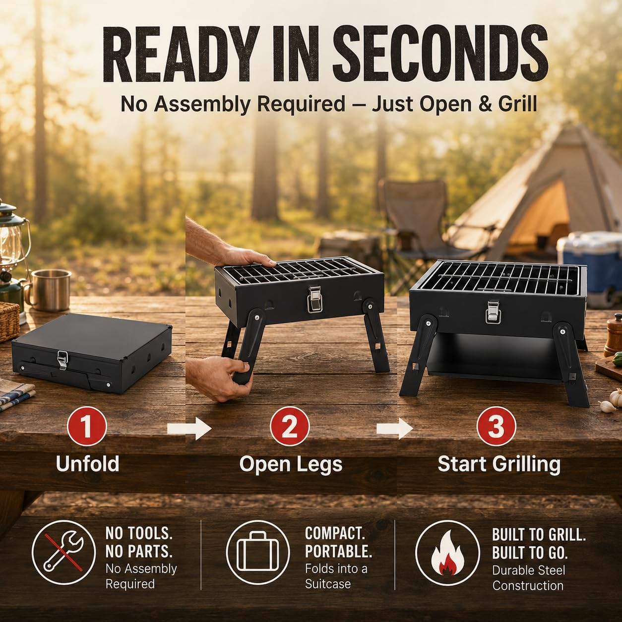 Mini Foldable Tabletop Charcoal Grill