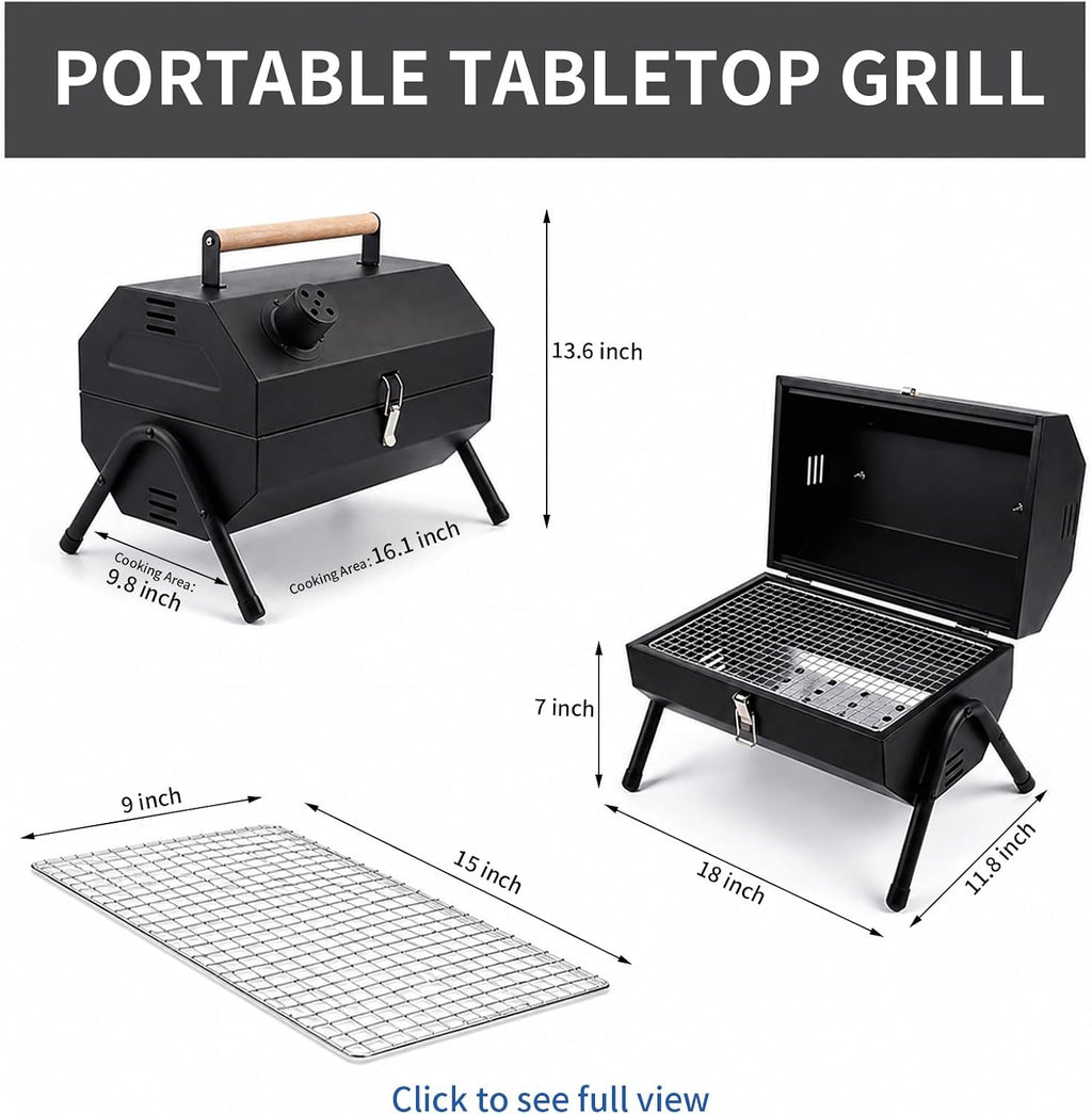 Portable Foldable Tabletop Charcoal Grill