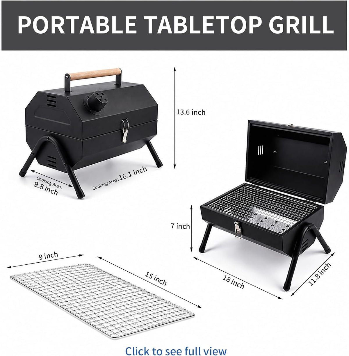 Portable Foldable Tabletop Charcoal Grill