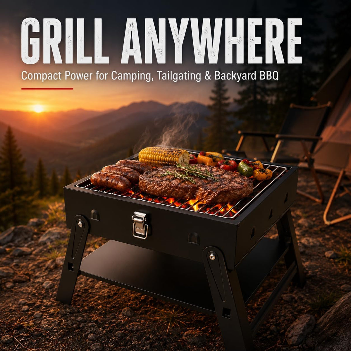 Mini Foldable Tabletop Charcoal Grill