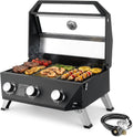 Compact 3-Burner Propane Gas Grill Griddle Combo