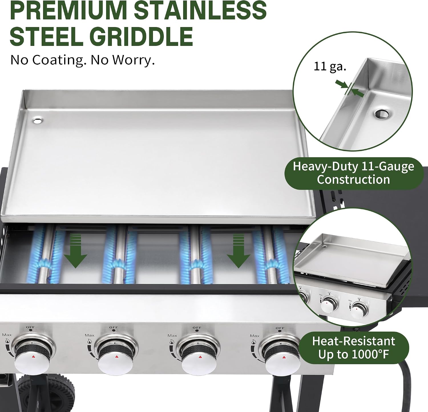 4-Burner Outdoor Propane Flat Top Grill