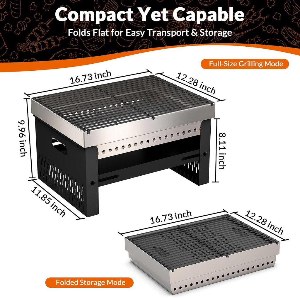 Foldable Portable Charcoal Hibachi Grill
