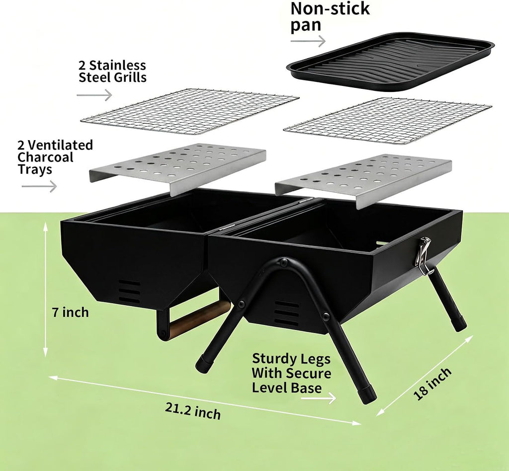 Portable Foldable Tabletop Charcoal Grill