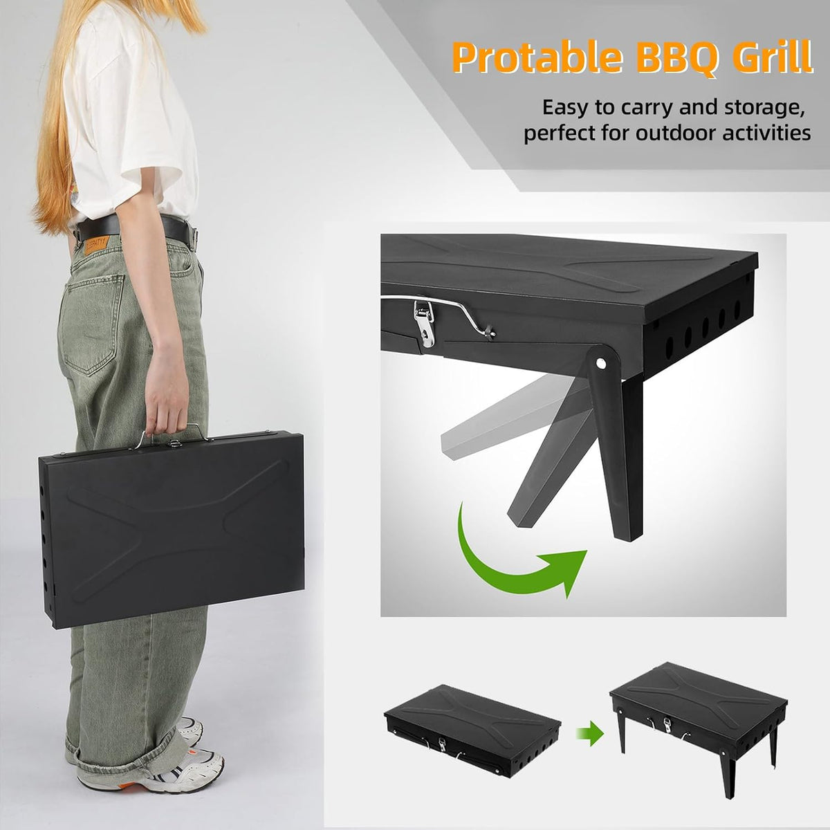 Foldable Portable Tabletop Charcoal Grill