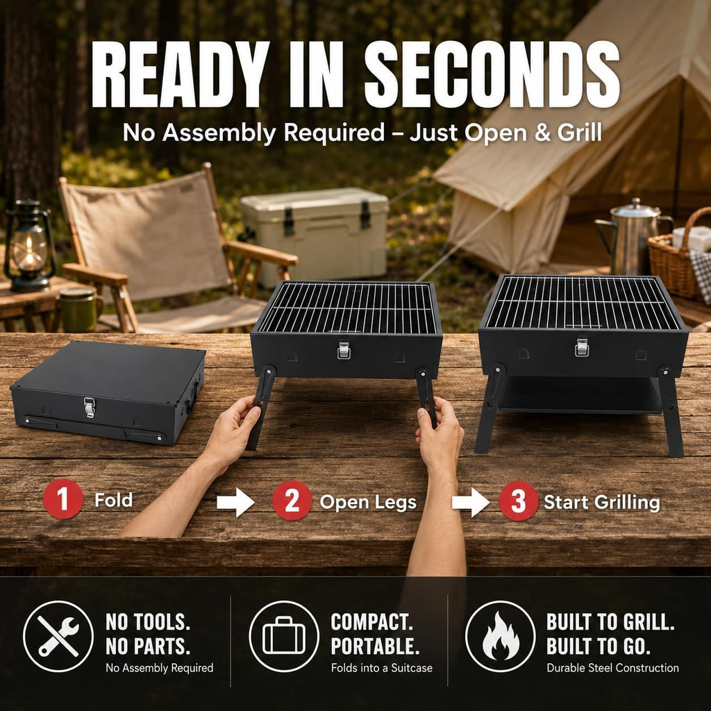 Portable Foldable Tabletop Charcoal Grill