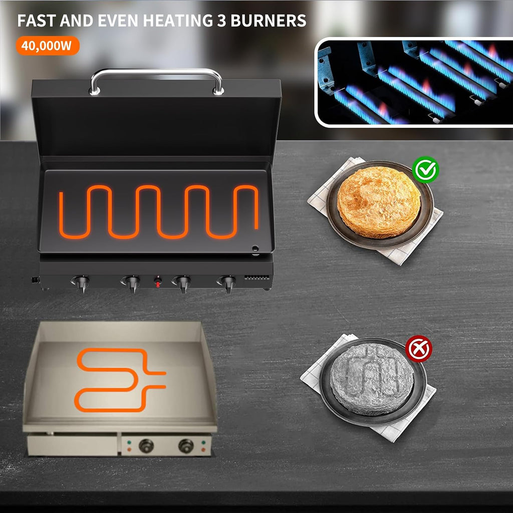 4-Burner Standing Propane Flat Top Griddle