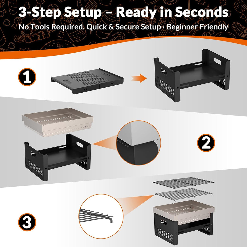 Foldable Portable Charcoal Hibachi Grill
