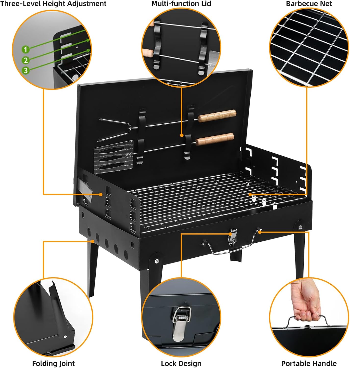 Foldable Portable Tabletop Charcoal Grill