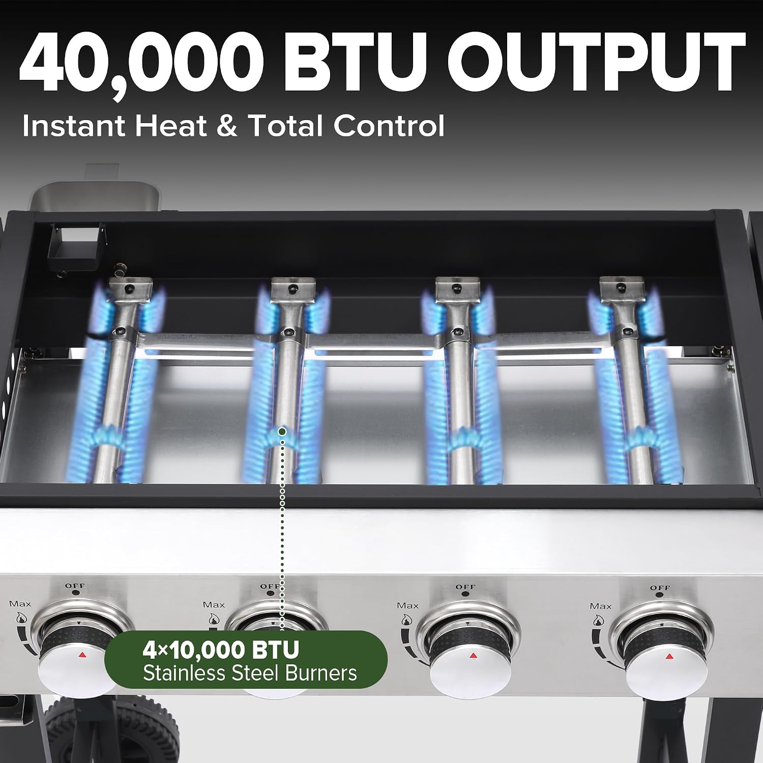 4-Burner Outdoor Propane Flat Top Grill