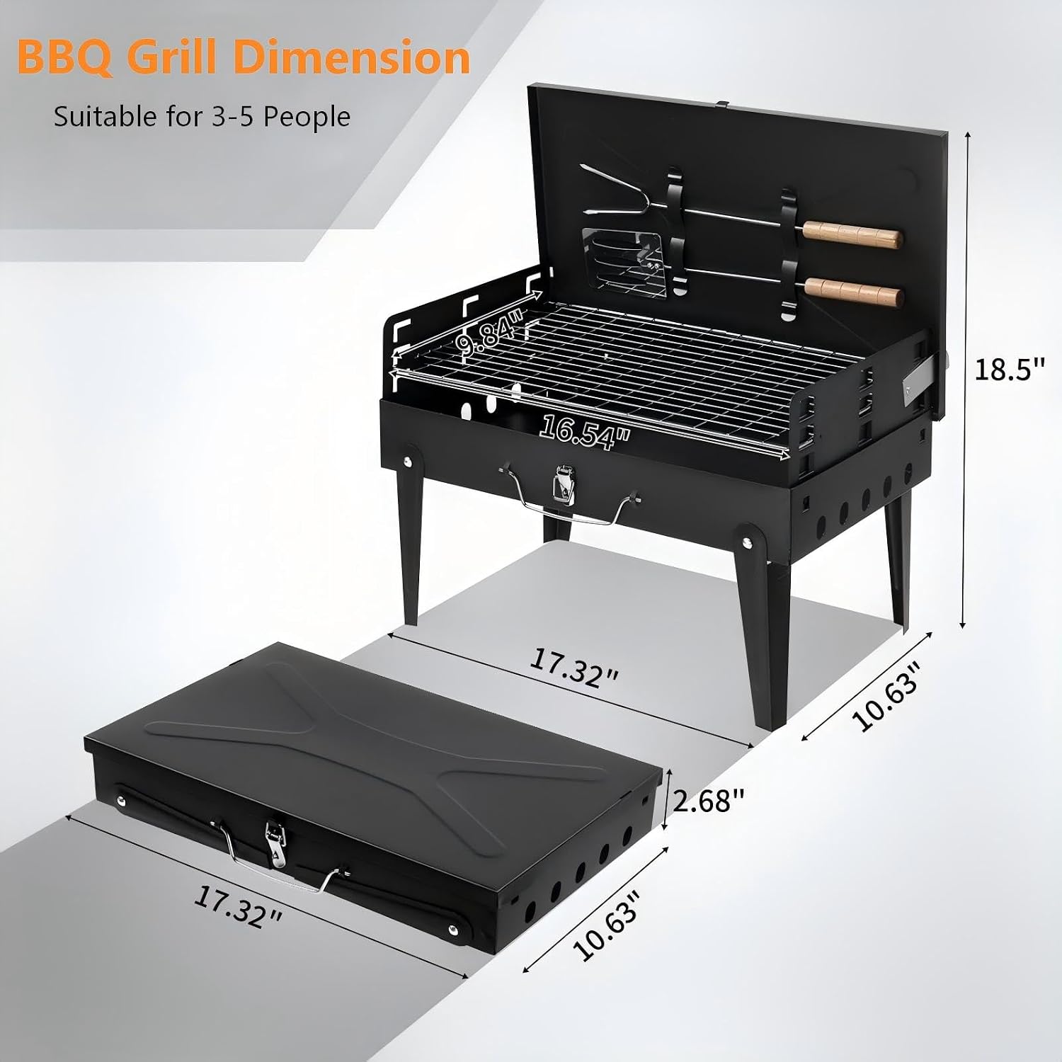 Foldable Portable Tabletop Charcoal Grill