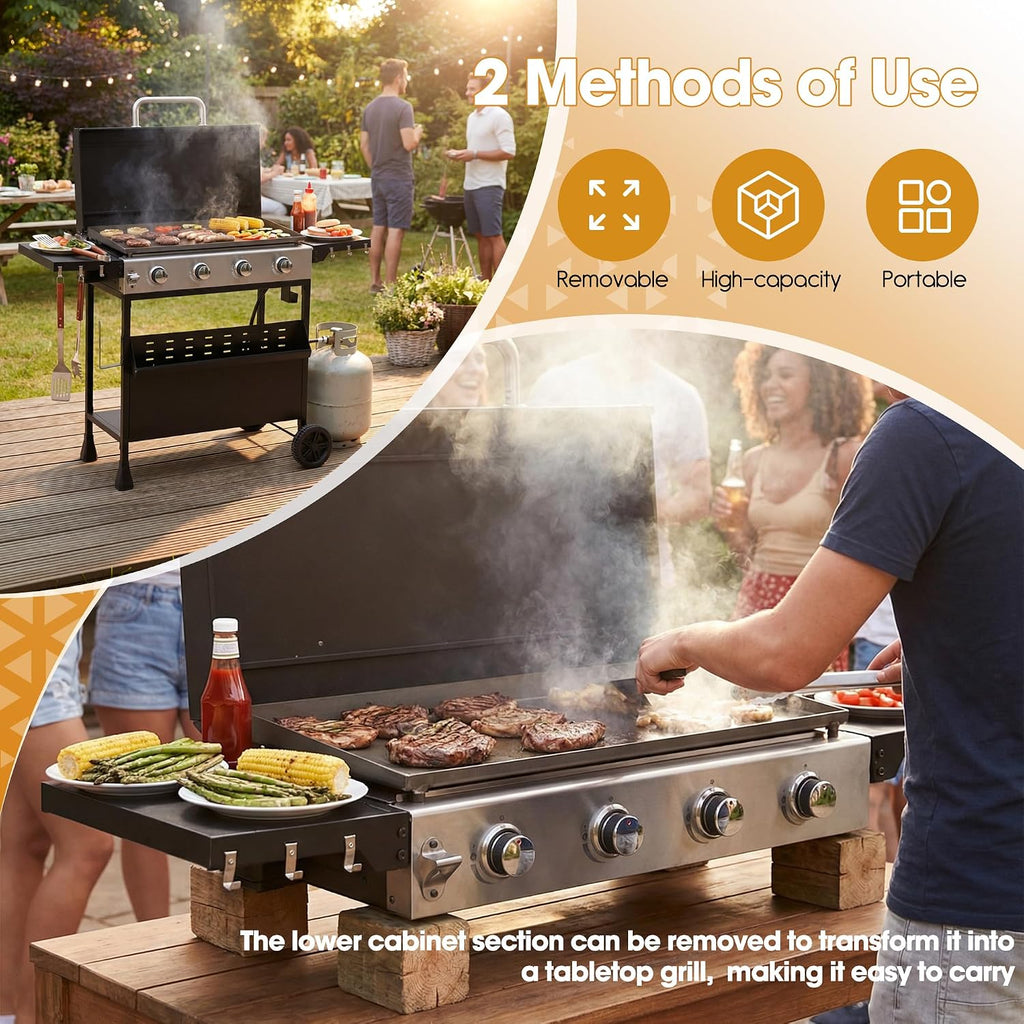 4-Burner Wheeled Propane Griddle