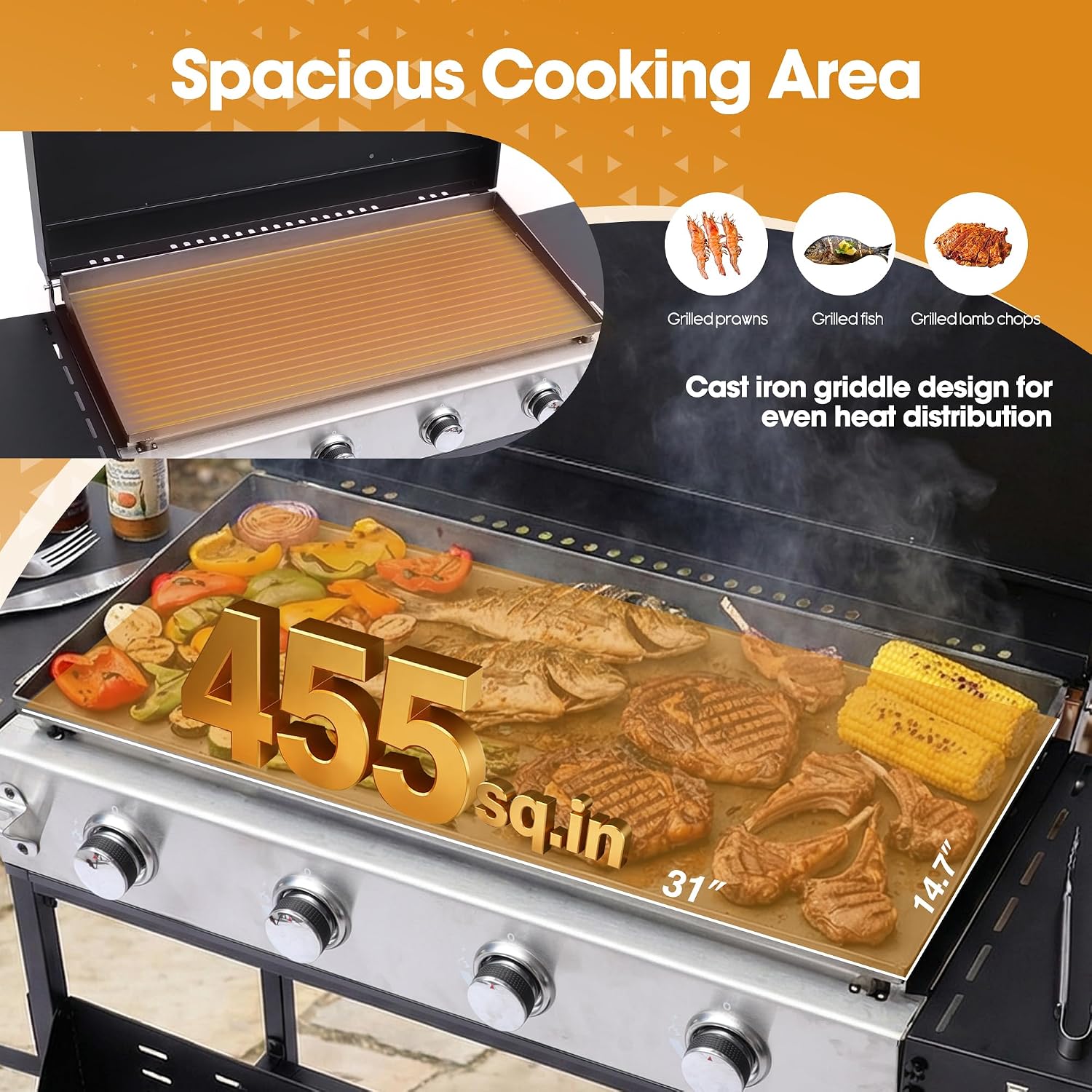 4-Burner Wheeled Propane Griddle