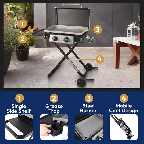 2-Burner Portable Gas Griddle