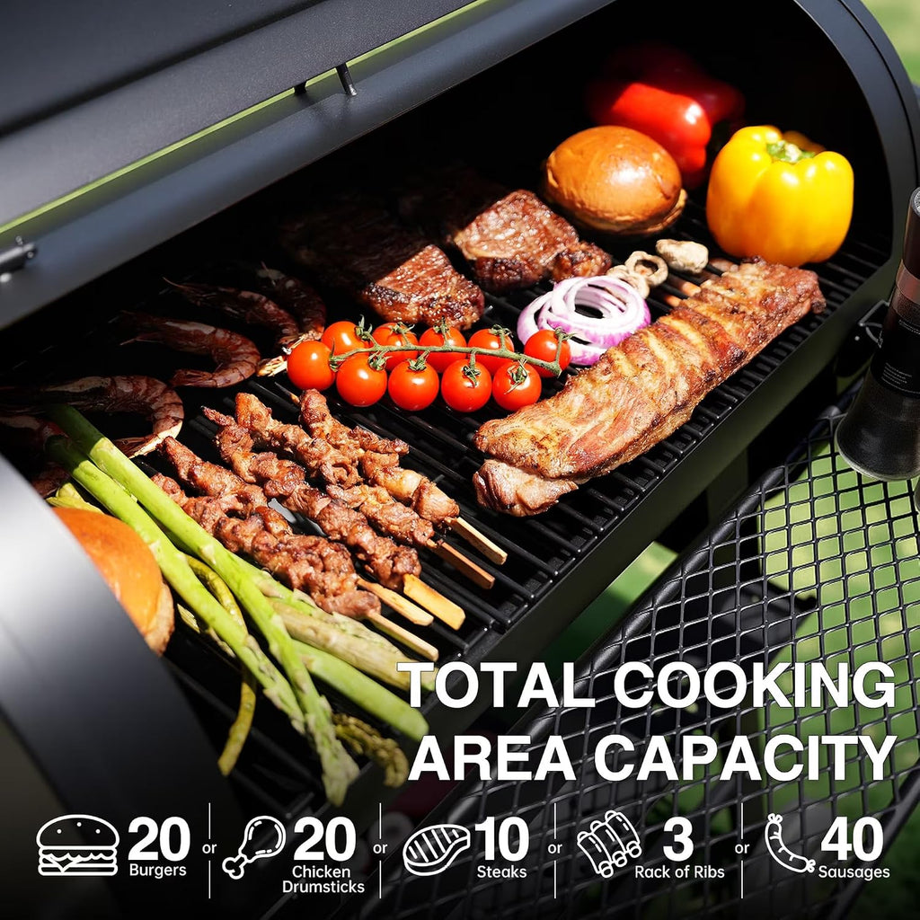 Offset Charcoal Grill Smoker Combo
