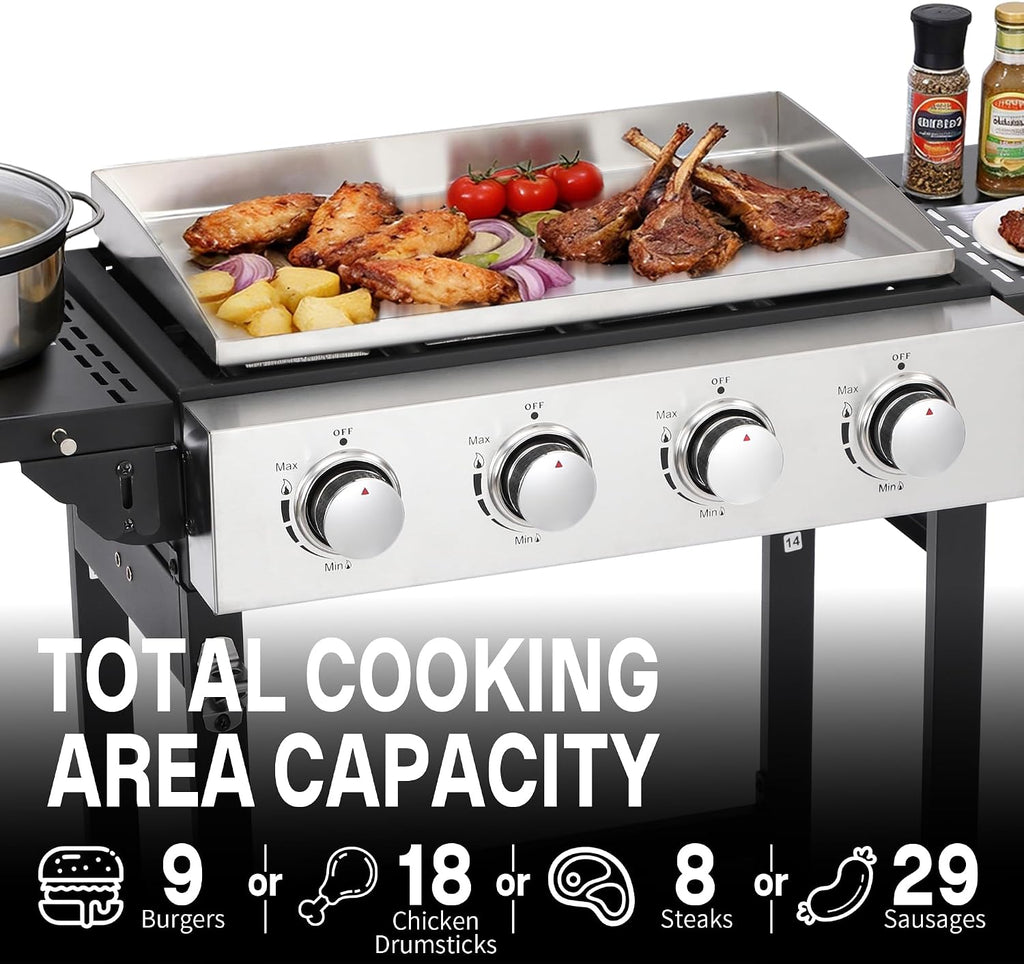 4-Burner Outdoor Propane Flat Top Grill