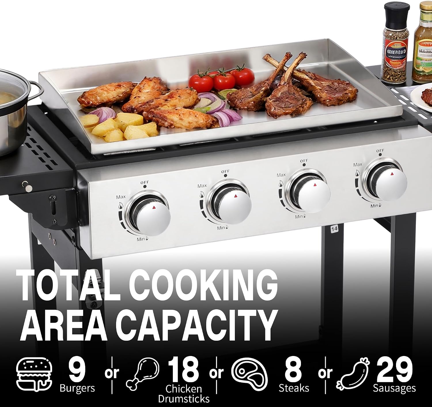 4-Burner Outdoor Propane Flat Top Grill