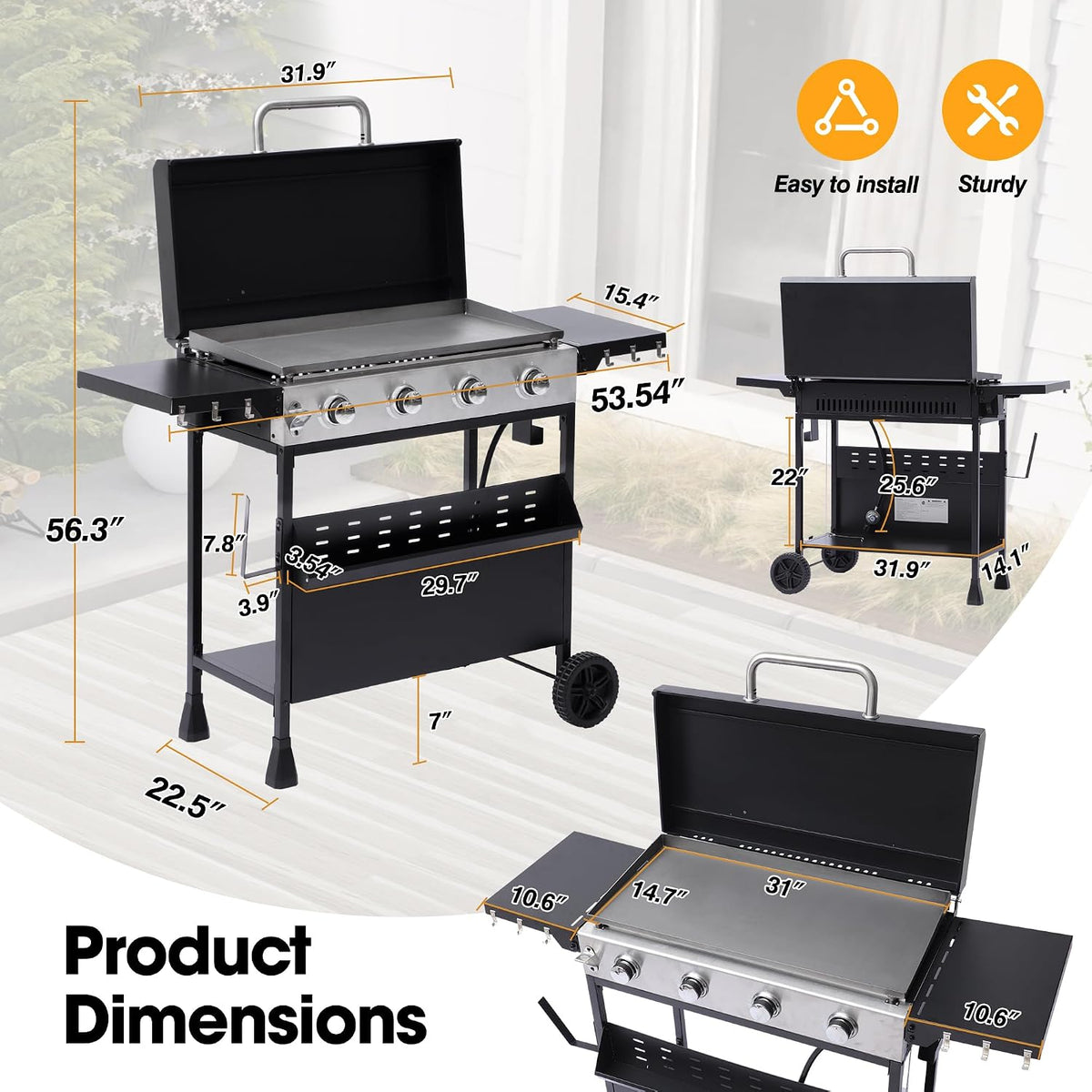 4-Burner Wheeled Propane Griddle