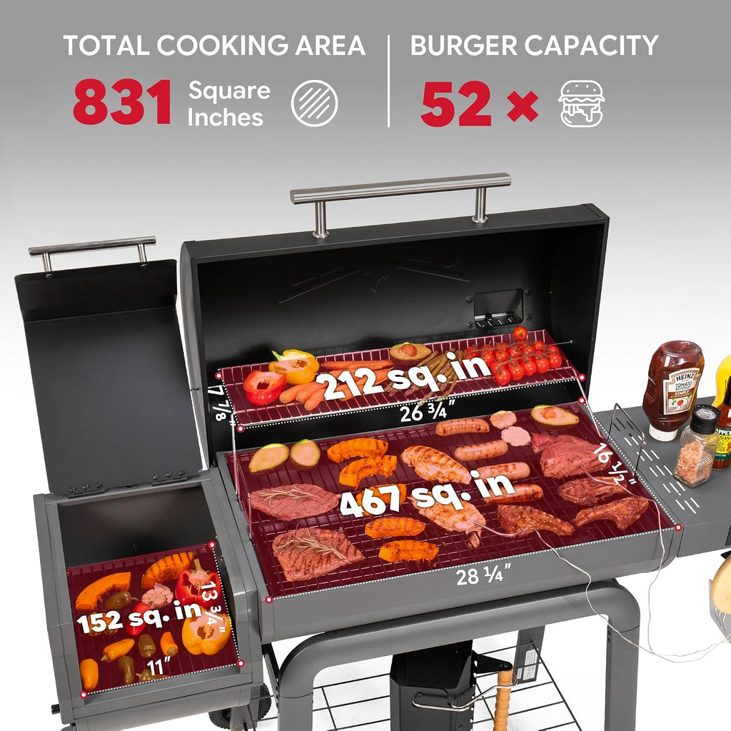 Offset Charcoal BBQ Smoker Grill