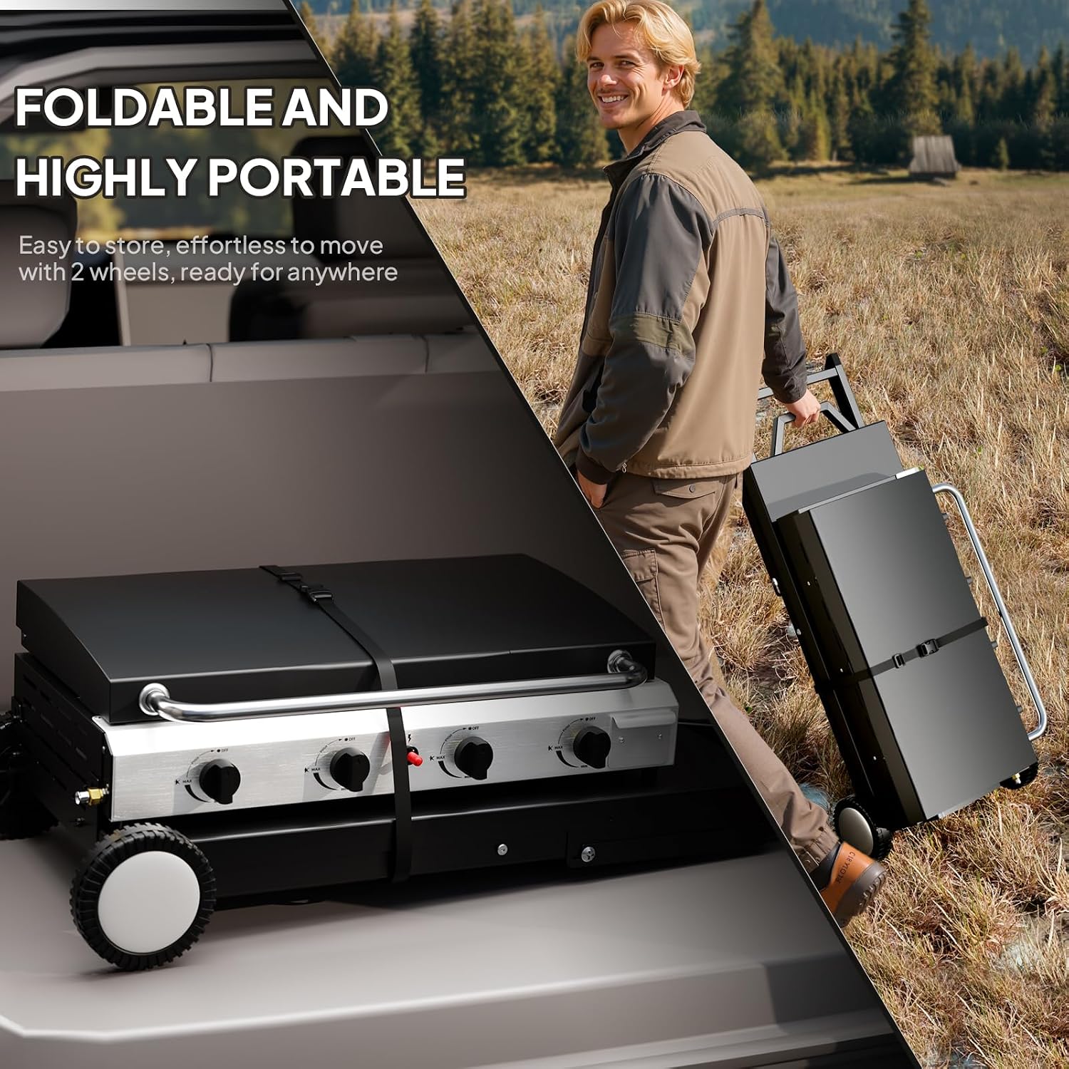4-Burner Foldable Propane Griddle