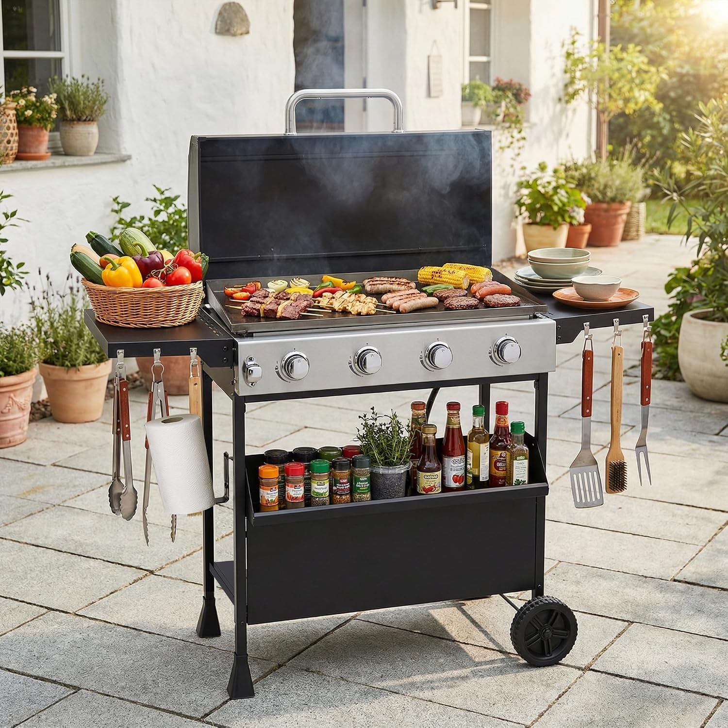 4-Burner Wheeled Propane Griddle