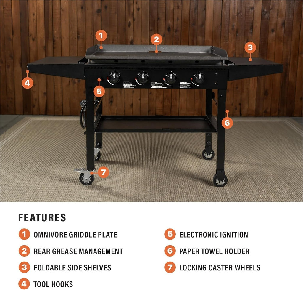 4-Burner Foldable Propane Flat Top Griddle