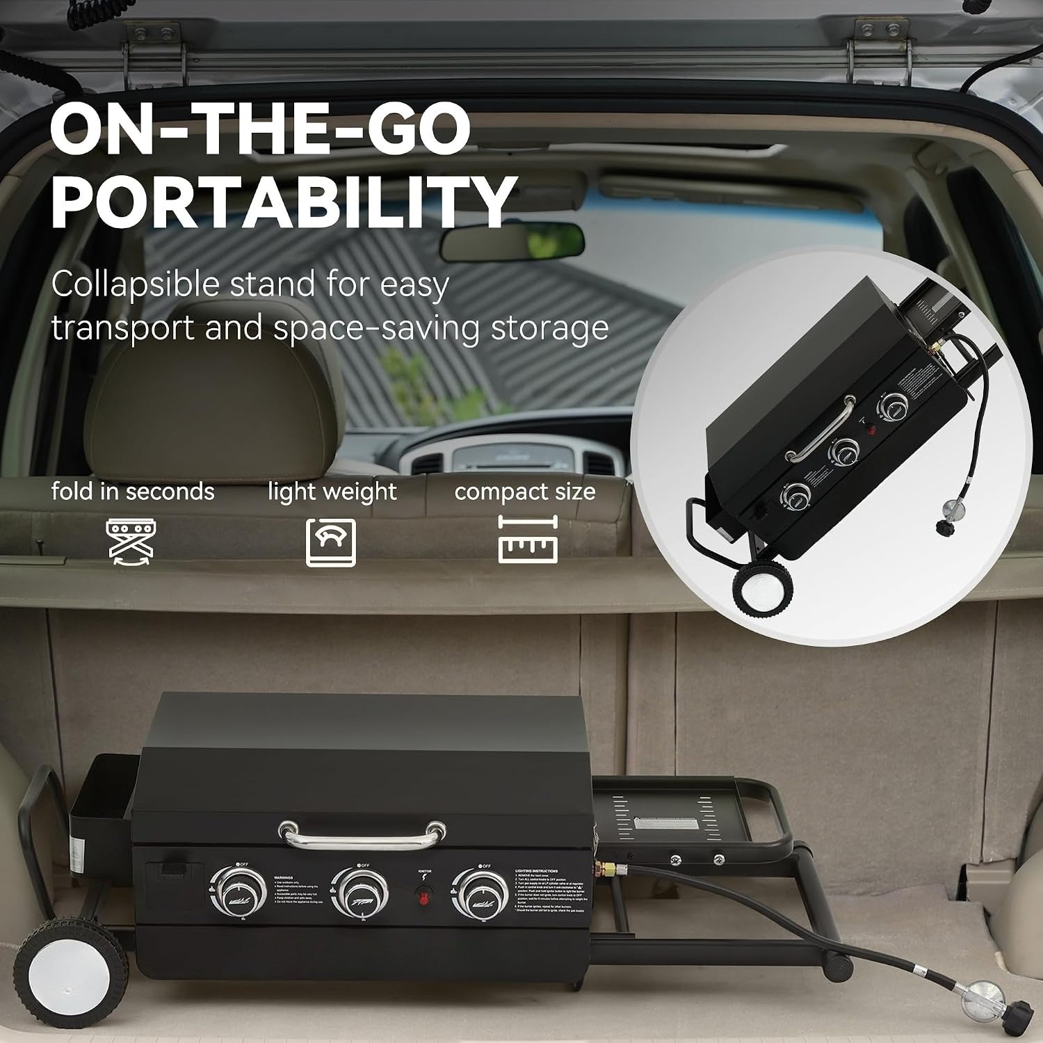 3-Burner Portable Propane Griddle