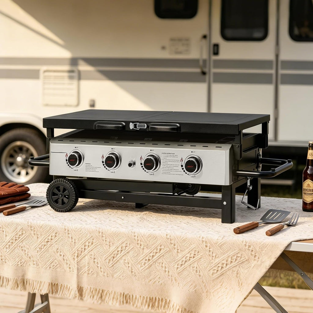 4-Burner Wheeled Propane Flat Top Griddle