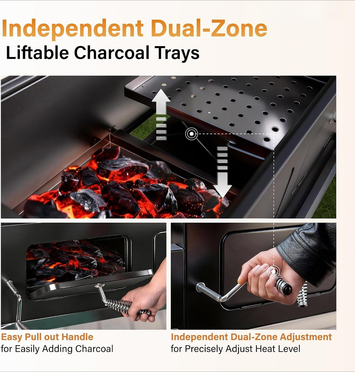 Large Offset Charcoal BBQ Smoker Grill