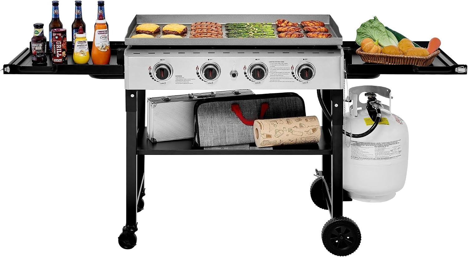 4-Burner Wheeled Propane Flat Top Griddle