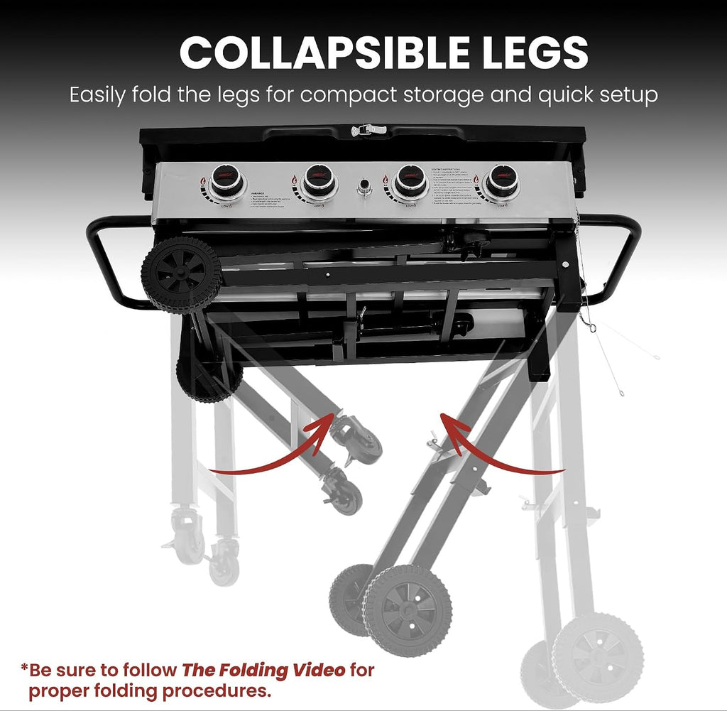 4-Burner Wheeled Propane Flat Top Griddle