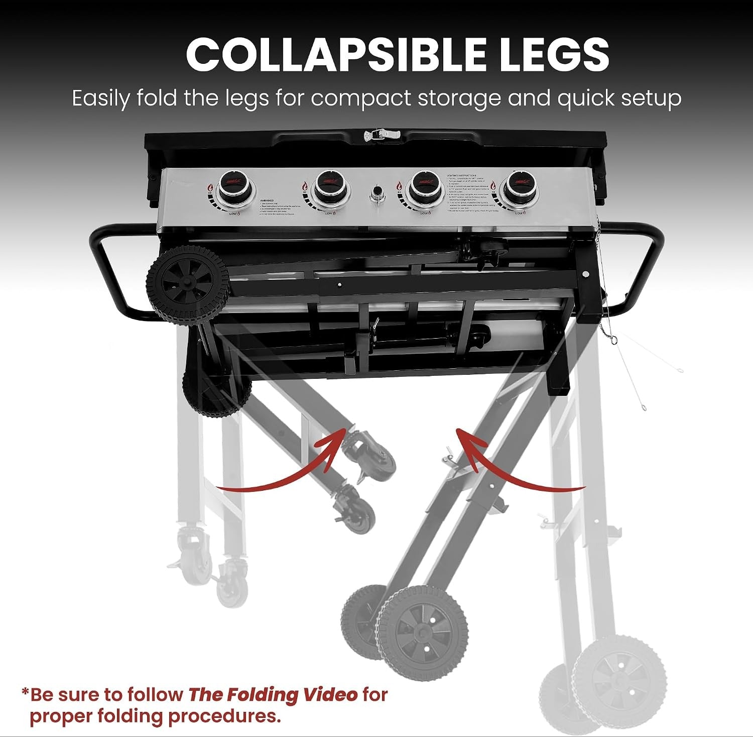 4-Burner Wheeled Propane Flat Top Griddle