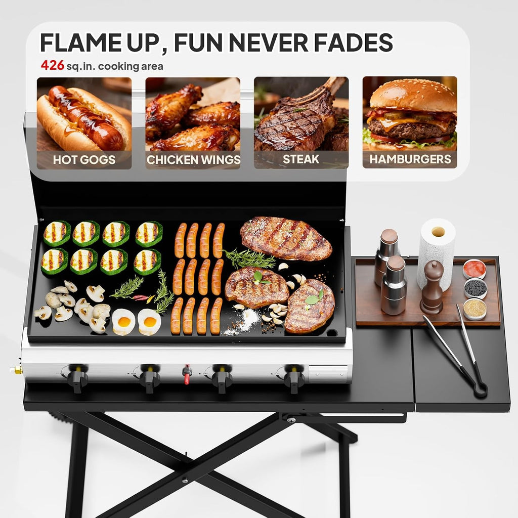 4-Burner Foldable Propane Griddle