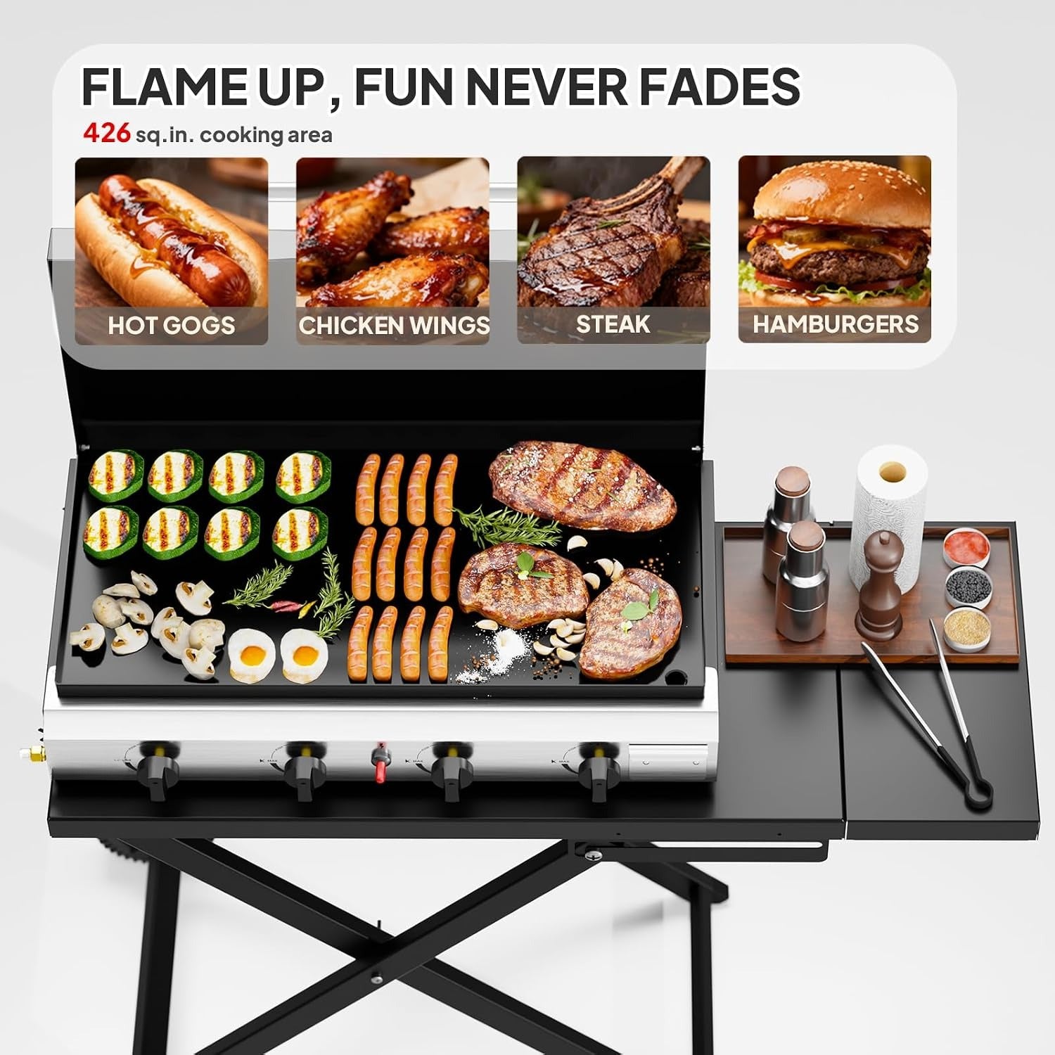 4-Burner Foldable Propane Griddle